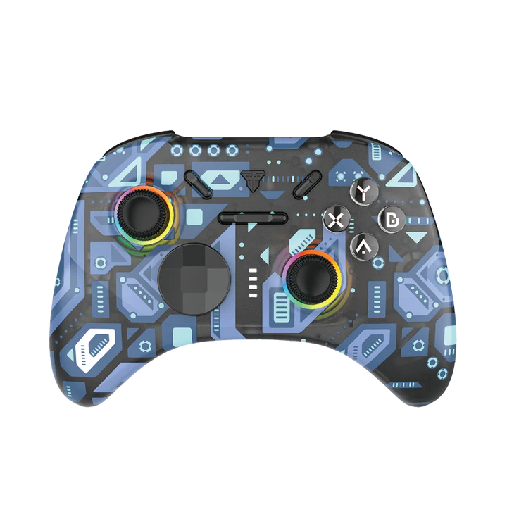 Fantech EOS Pro WGP13V2, blue and black gaming controller with patterned design. Fantech EOS Pro WGP13V2, blue and black gaming controller with patterned design.